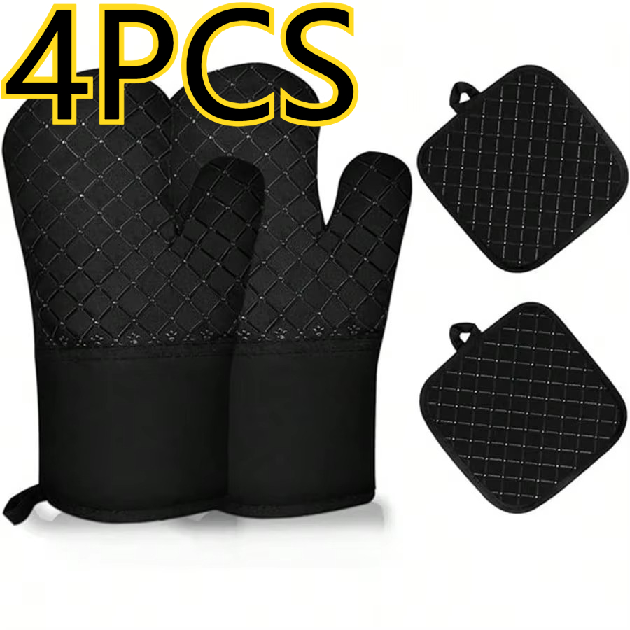 Heat Resistant Glove - 4PCS Silicone Kitchen Microwave Oven Gloves
