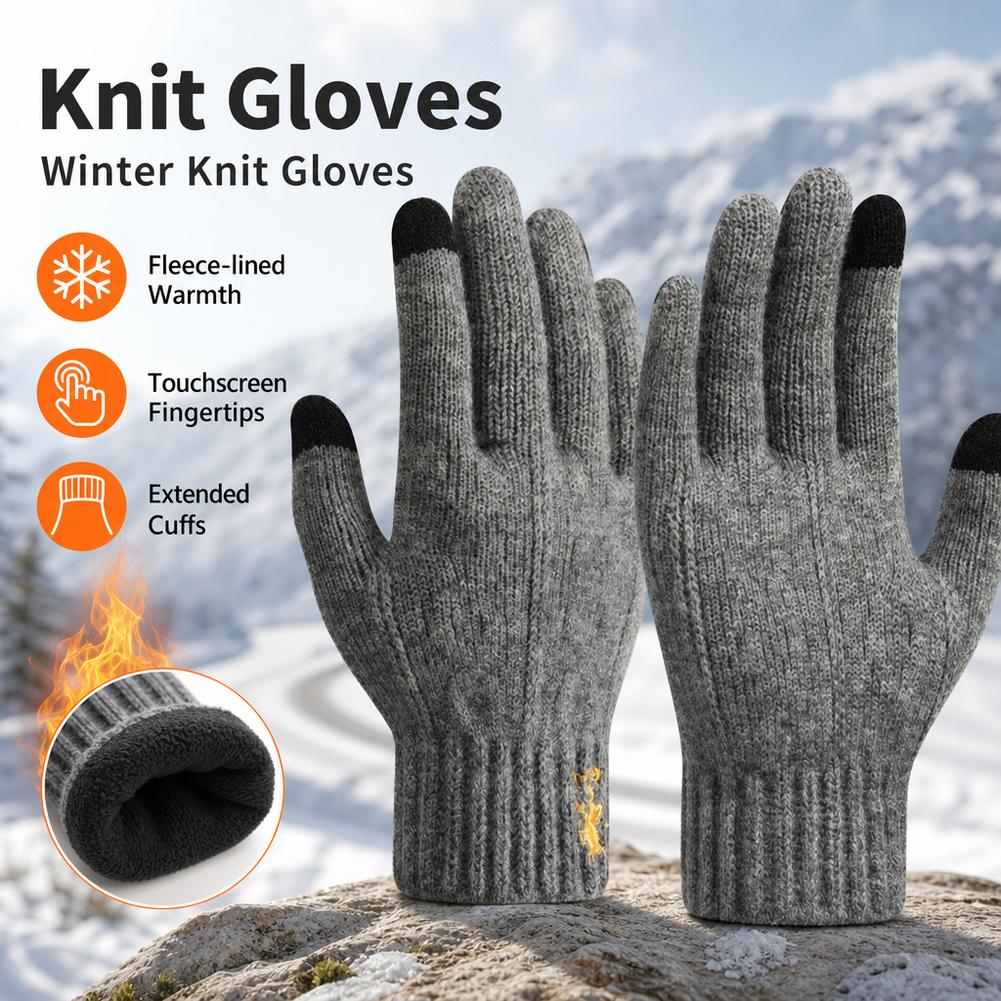 Wool Glove Lined - 2026 Men's Thermal Wool Knitted Gloves
