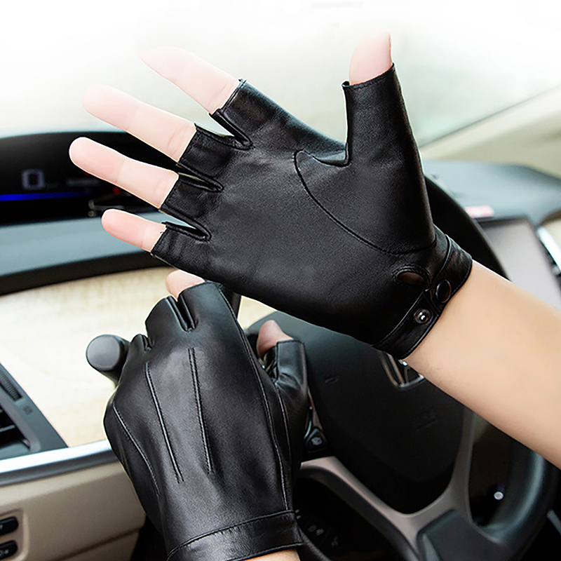 1Pair Fingerless Men Gloves PU - Leather Driving Glove recension och pris