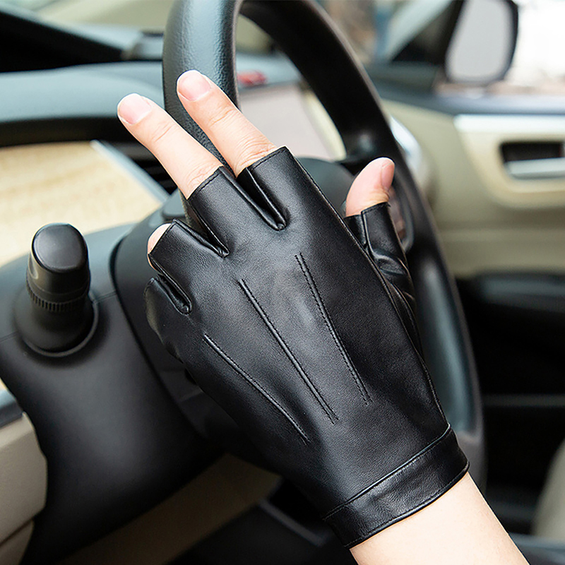 1Pair Fingerless Men Gloves PU - Leather Driving Glove recension och pris
