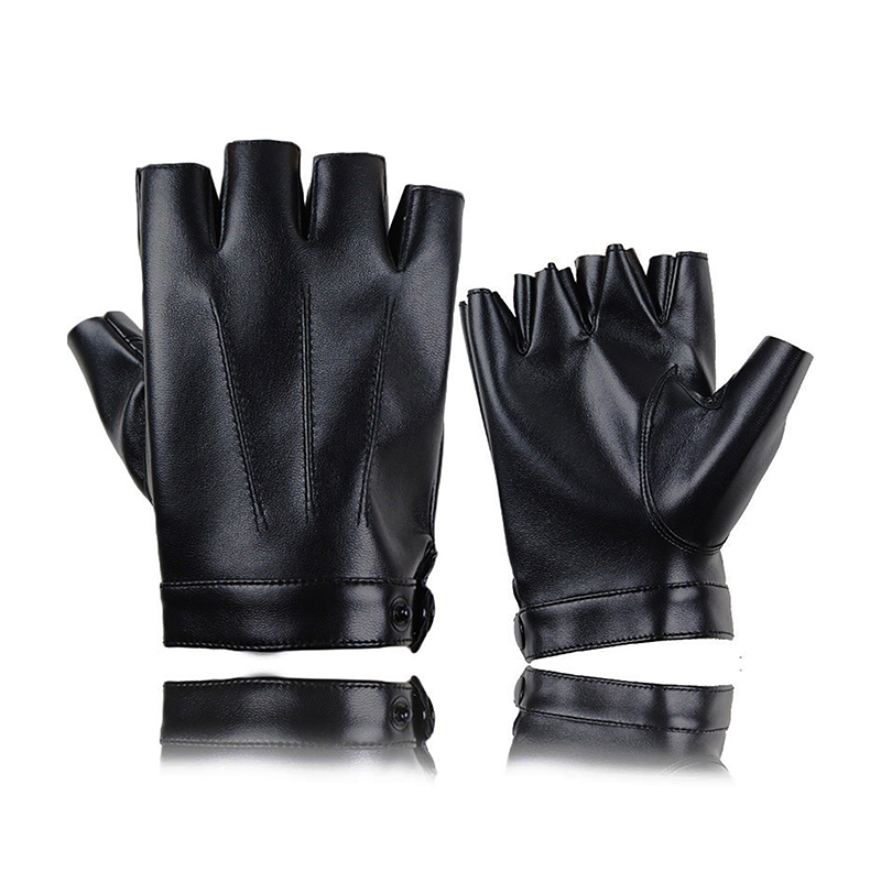1Pair Fingerless Men Gloves PU - Leather Driving Glove recension och pris
