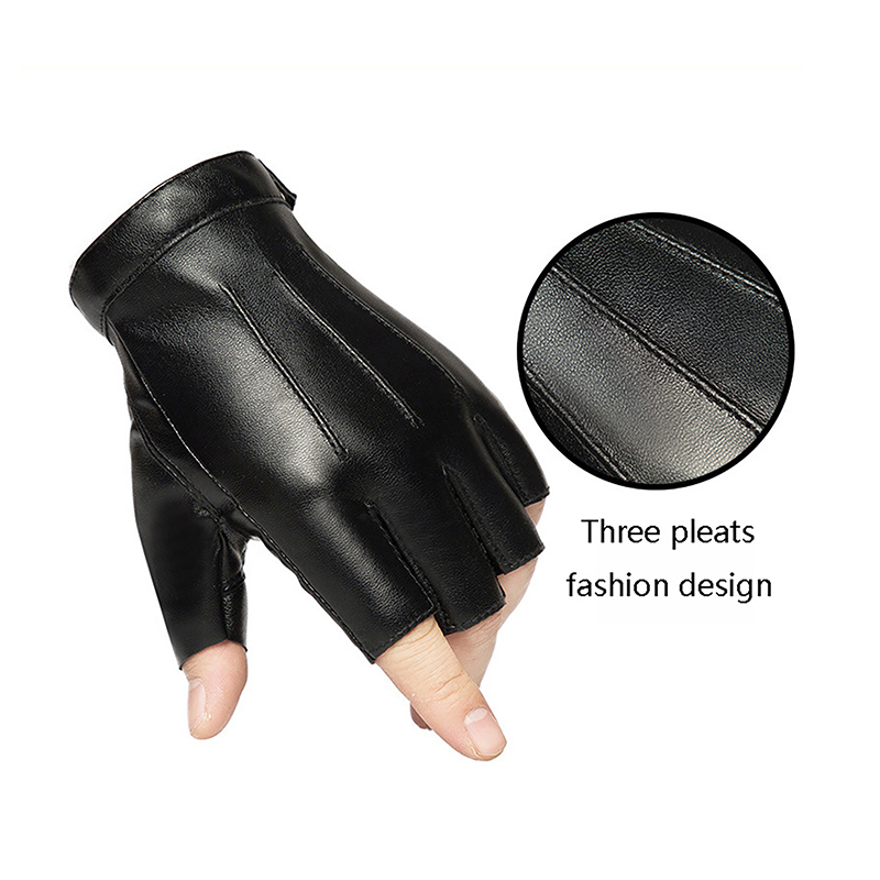 1Pair Fingerless Men Gloves PU - Leather Driving Glove recension och pris
