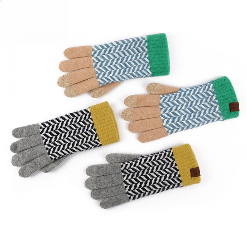 Autumn Winter Wool Color Block - Wool Glove Lined recension och pris
